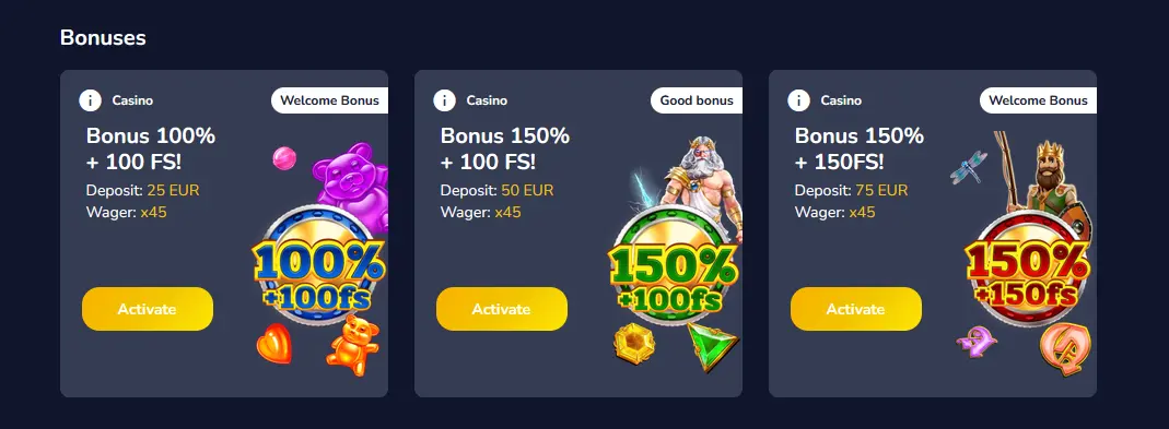 Maxispin bonuses page showing the welcome package and ongoing promotions for Australian players